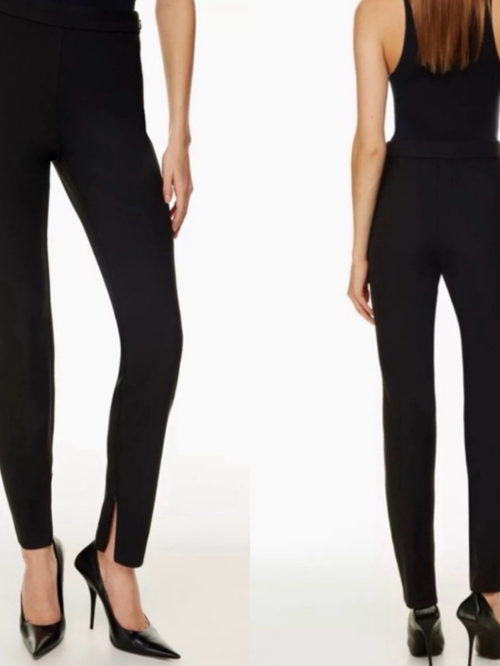 Aritzia Black Slim Ponte Ankle Pants with Ankle Slit